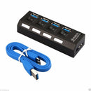 4-Port USB 3.0 Hub with Individual Power Switches and LEDs included 5V/2.5A power adapter EU Plug for Mac Mini/ Chrombook
