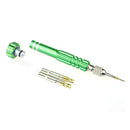 Replacement Bits For 5-In-1 Screwdriver/Nut Driver Tools T5,T6,1.2,1.5,0.8 Kit for NoteBook/MP3/4/iPod Green