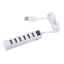 7-Port USB 2.0 Hub with High Speed Adapter ON/OFF Switch for Laptop White