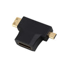 3 in 1 Mini + Micro Male HDMI to HDMI Female Adapter
