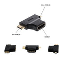 3 in 1 Mini + Micro Male HDMI to HDMI Female Adapter
