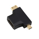 3 in 1 Mini + Micro Male HDMI to HDMI Female Adapter