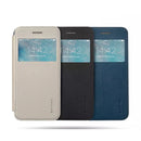 Luxury Flip Cover PU Leather Phone Case w View Window for iPhone 7 Blue