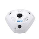 EU Plug Escam Shark QP180 CCTV IP Camera 1.3MP Fisheye IR Night Vision White