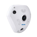 EU Plug Escam Shark QP180 CCTV IP Camera 1.3MP Fisheye IR Night Vision White
