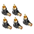 Gold Plated Right Angle/90 Deg RCA Plug Adaptor Male to Female Connector Pack of 5pcs Black