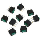 10pcs Momentary Latching 3 Pins 2 Circuits Rocker Switch Green LED