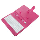 Wired Keyboard Flip 4.2''-6.5' 'Holster Case Cover Kickstand For Smsung HUAWEI HTC Micro USB Phone W/ OTG Rose Red