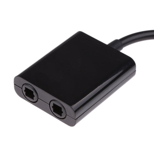 1 in 2 Out Digital Toslink Optical Fiber Audio Splitter Cable Adapter Black