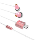USB-C Type C Earphone, Type-c Ceramic Earphone Digital Decoding Noise-Isolation with CLDA Hi-Fi Stereo Sound Comfort for Wearing Pink