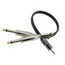 3.5mm 1/8" TRS to 2x 6.35mm 1/4" TS Mono Y-Cable Splitter Cord for iPhone, iPod, Computer Sound Cards, CD Players, Multimedia Speakers and Home Stereo Systems (1FT)