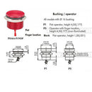 16mm Resetable Flat Head Stainless Steel Push Button Switch