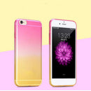 Gradual Colorful Case Gradient Change Color Phone Lightweight Cover Translucent Shock Absorbing Flexible TPU for iPhone 6 6S Plus 5.5 Inch Purple and Yellow