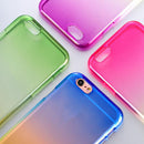 Gradual Colorful Case Gradient Change Color Phone Lightweight Cover Translucent Shock Absorbing Flexible TPU for iPhone 6 6S Plus 5.5 Inch Purple and Yellow