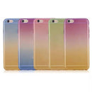 Gradual Colorful Case Gradient Change Color Phone Lightweight Cover Translucent Shock Absorbing Flexible TPU for iPhone 6 6S Plus 5.5 Inch Purple and Yellow