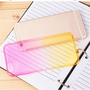 Gradual Colorful Case Gradient Change Color Phone Lightweight Cover Translucent Shock Absorbing Flexible TPU for iPhone 6 6S Plus 5.5 Inch Purple and Yellow
