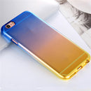 Gradual Colorful Case Gradient Change Color Phone Lightweight Cover Translucent Shock Absorbing Flexible TPU for iPhone 6 6S 4.7 Inch Blue and Yellow