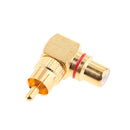 2x Right Angle RCA Adaptor Plug Male to Female 90 Degrees Gold Plated
