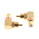 2x Right Angle RCA Adaptor Plug Male to Female 90 Degrees Gold Plated