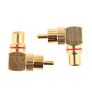 2x Right Angle RCA Adaptor Plug Male to Female 90 Degrees Gold Plated