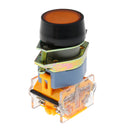 AC 380V 15A 1NO 1NC 4 Terminals Yellow Momentary Self Reset Push Button Switch LA39-11BN