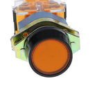 AC 380V 15A 1NO 1NC 4 Terminals Yellow Momentary Self Reset Push Button Switch LA39-11BN