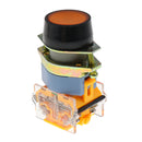 AC 380V 15A 1NO 1NC 4 Terminals Yellow Momentary Self Reset Push Button Switch LA39-11BN