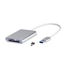 Aluminum 3-Slot USB 3.0 Flash Memory Card Reader Micro USB OTG Adapter Convertor, Supports CF/SD/TF Micro SD Card Silver