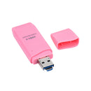 2-in-1 USB 2.0 OTG Multi Memory Card Reader for MicroSD SD SDHC SDXC Pink
