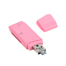 2-in-1 USB 2.0 OTG Multi Memory Card Reader for MicroSD SD SDHC SDXC Pink