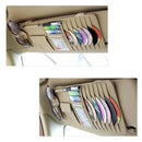 Car Sun Visor Organizer, Multi-function 7pcs CD DVD Holder Disc PU Leather Pen Storage Case Sunglasses Organizer Sun Visor Sunshade Sleeve Wallet Clips Cover Beige