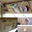 Car Sun Visor Organizer, Multi-function 7pcs CD DVD Holder Disc PU Leather Pen Storage Case Sunglasses Organizer Sun Visor Sunshade Sleeve Wallet Clips Cover Beige