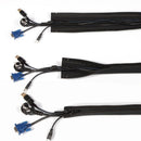 Cable Management Sleeve - Extendable Cord Organizers Kit with Zipper and Buckle Design, Tidy Home and Office Cords In 5 mins, No Tools Needed, 4 Pack 20-inch, Black