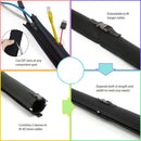 Cable Management Sleeve - Extendable Cord Organizers Kit with Zipper and Buckle Design, Tidy Home and Office Cords In 5 mins, No Tools Needed, 4 Pack 20-inch, Black