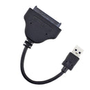 High Speed Adapter Cable USB 3.0 to SATA 2.5'' 22Pin (7Pin + 15Pin) HDD SSD, 15cm PVC Black