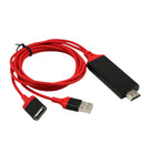 USB to HDMI Cable Adapter, Digital AV Adapter Lead HD Splitter Cable for iPhone Samsung iPad to Mirror on HDTV Projector - Plug and Play MHL Cable Red