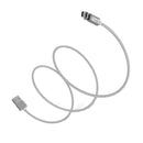Mini2 Micro USB Magnetic LED Display Data Sync Fast Charge 3.28ft Cable for Android silver