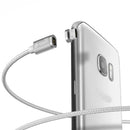 Mini2 Micro USB Magnetic LED Display Data Sync Fast Charge 3.28ft Cable for Android silver
