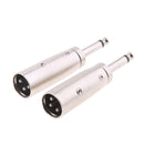 2 Pack XLR 3-Pin Male to 1/4" 6.35mm Mono Male Jack Audio Mic Adapter