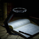 5.5 inch Dual Use Desktop & Handheld LED Magnifier Folding Stand with 10 LED Lamp Powered by 2 AA Battery or US Adapter for Reading / Working Magnifying EU Plug
