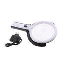 5.5 inch Dual Use Desktop & Handheld LED Magnifier Folding Stand with 10 LED Lamp Powered by 2 AA Battery or US Adapter for Reading / Working Magnifying EU Plug
