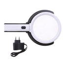 5.5 inch Dual Use Desktop & Handheld LED Magnifier Folding Stand with 10 LED Lamp Powered by 2 AA Battery or US Adapter for Reading / Working Magnifying EU Plug