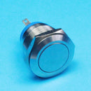 19mm Flat Waterproof Momentary Type Stainless Steel Metal Push Button Switch 250V 3A 1NO SPST