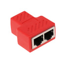RJ45 Splitter Connector,1 to 2 Ways RJ-45 Interface Splitter Ethernet Cable Socket Adapter 8P8C HUB Network LAN Internet PC laptop Router Contact Modular Plug For Cat5 Cat5e Cat6 Cat7 Ethernet Cables Red