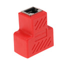RJ45 Splitter Connector,1 to 2 Ways RJ-45 Interface Splitter Ethernet Cable Socket Adapter 8P8C HUB Network LAN Internet PC laptop Router Contact Modular Plug For Cat5 Cat5e Cat6 Cat7 Ethernet Cables Red