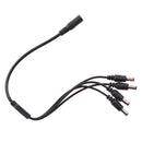 DC 1 Female to 4 Male Power Splitter Cable for Security CCTV Parking Camera, LED Strip Light