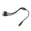 DC 1 Female to 4 Male Power Splitter Cable for Security CCTV Parking Camera, LED Strip Light