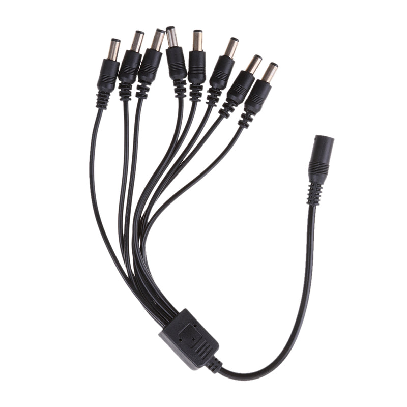 1 to 8 Way Power Adapter Splitter Cable Pigtails 12V DC 410mm/16''for CCTV Parking Camera Car Monitor