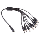 1 to 8 Way Power Adapter Splitter Cable Pigtails 12V DC 410mm/16''for CCTV Parking Camera Car Monitor