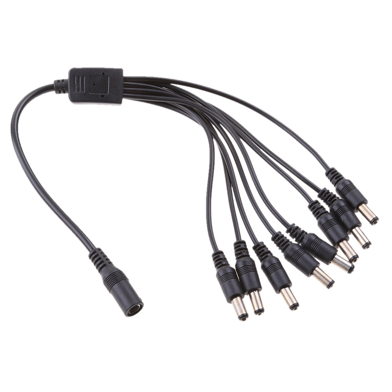 1 to 8 Way Power Adapter Splitter Cable Pigtails 12V DC 410mm/16''for CCTV Parking Camera Car Monitor